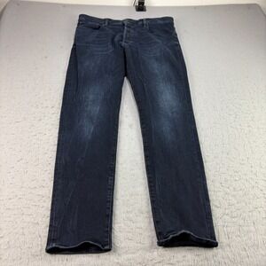G Star Raw Jeans Mens 36x32 (36x30) Blue 3301 Slim Tapered Dark Wash Distressed‎